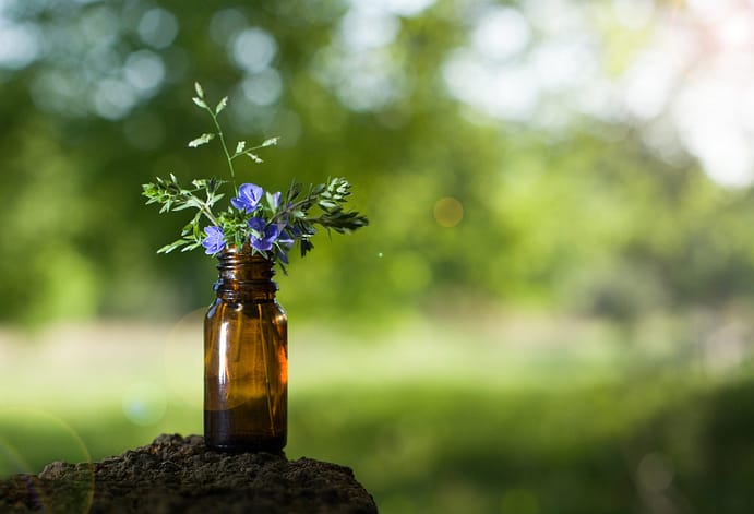 Alternative medicine, aromatherapy - bottle. Natural remedies, herbal - bottle.